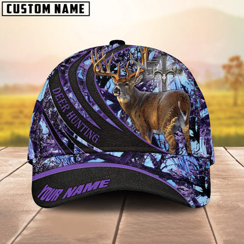 Maxcorners Flag Deer Hunting Art Black Leather Pattern Personalized Hats 3D Multicolored