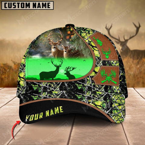 Maxcorners Flag Couple Deer Hunting Art Line Pattern Personalized Hats 3D Multicolored