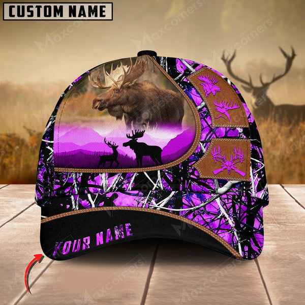 Maxcorners Moose Leather Pattern Art Hunting Personalized Cap 3D Multicolored