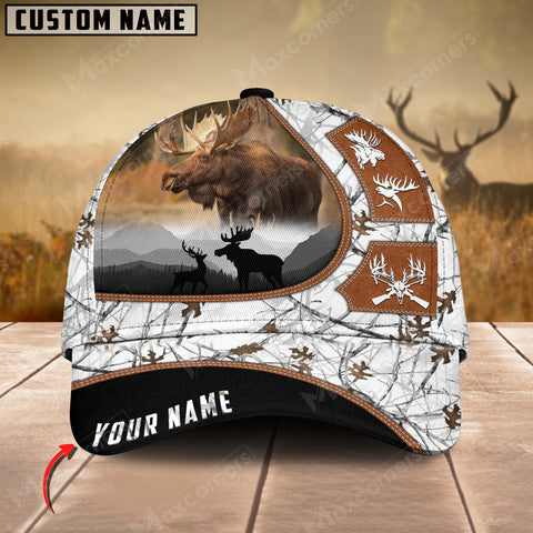 Maxcorners Moose Leather Pattern Art Hunting Personalized Cap 3D Multicolored