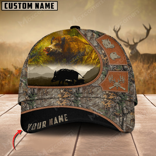 Maxcorners Boar Leather Pattern Art Hunting Personalized Cap 3D Multicolored