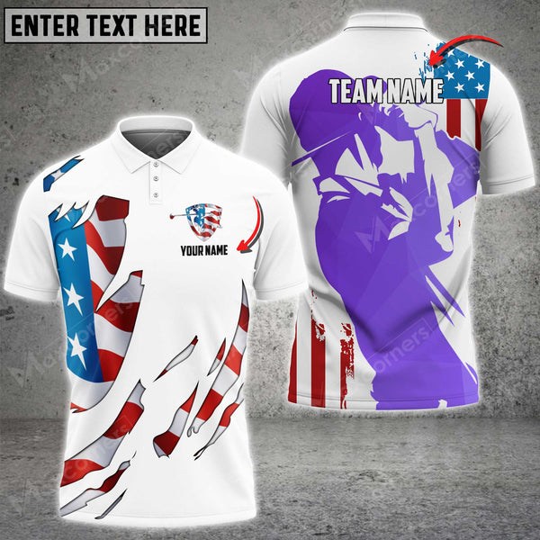 Max Corner Customized Name Cracked US Flag Art Golf Lover Multicolor Sport Jersey Pattern Custom 3D Polo Shirt