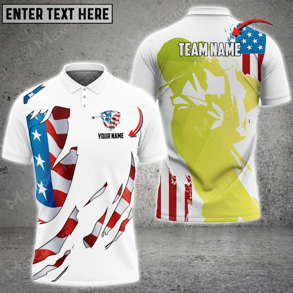 Max Corner Customized Name Cracked US Flag Art Golf Lover Multicolor Sport Jersey Pattern Custom 3D Polo Shirt