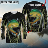 Maxcorners Mahi-Mahi Fishing Water Moss Green Pattern Sun Protection Personalized Name, Team Name Long Sleeve Shirt