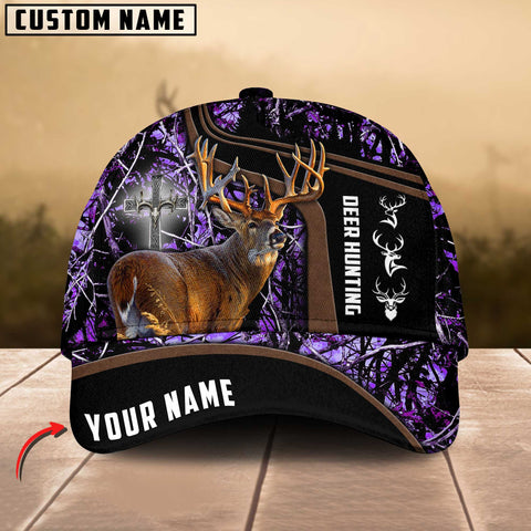 Maxcorners Deer Hunting Cross Art Leather Pattern Art Hunting Personalized Cap 3D Multicolored