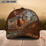 Maxcorners Cross Deer Hunting Art Leather Pattern Personalized Cap 3D Multicolored