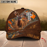 Maxcorners Cross Deer Hunting Art Leather Pattern Personalized Cap 3D Multicolored