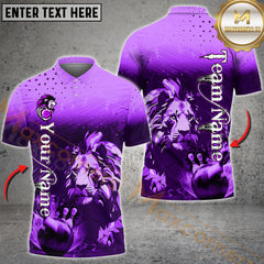 Maxcorners Bowling Ball & Pins Flame Pattern Jersey Style Personalized Name, Team Name 3D Polo Shirt (4 Colors)