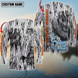 Maxcorners Snakehead Fishing Grass Camo Pattern Premium Personalized Name Long Sweat Shirt For John Butler