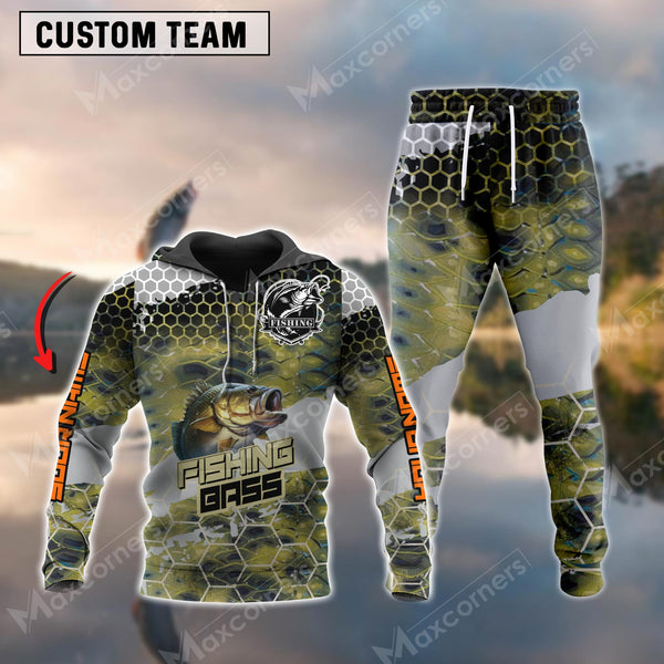 Max Corners Bass Fishing Sport Jersey Green Personalized Name and Team Name Combo Hoodie & Sweatpant