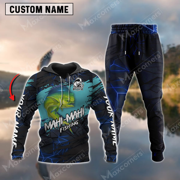 Max Corners Mahi-mahi Fishing Sport Jersey Navy Personalized Name Combo Hoodie & Sweatpant