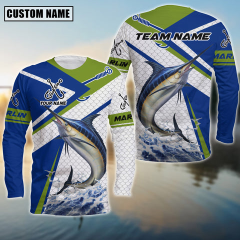 Maxcorners Marlin Green Line Sport Jersey Personalized Name And Team Name Long Sweat Shirt