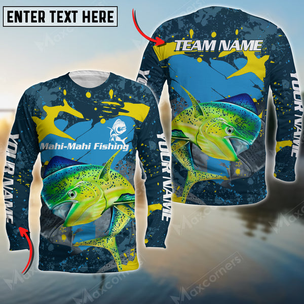 Maxcorners Mahi-mahi Paint Pattern Sport Jersey Navy Personalized Name Long Sweat Shirt