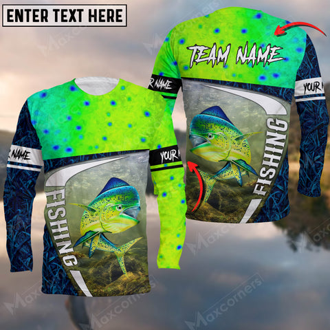 Maxcorners Mahi-Mahi Fishing Camo Fish Skin Sport Jersey Personalized Name And Team Name Long Sweat Shirt