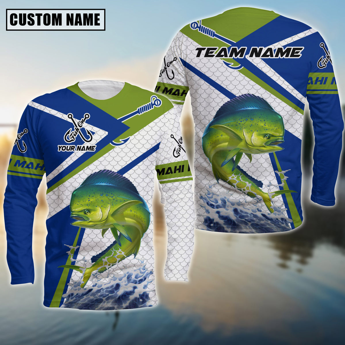 Maxcorners Mahi-Mahi Green Line Sport Jersey Personalized Name And Team Name Long Sweat Shirt