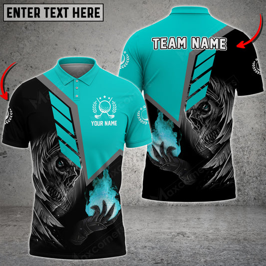 Max Corner Customized Name Vintage Reaper Skull Fire Golf Ball Multicolor Sport Jersey Pattern Custom 3D Polo Shirt