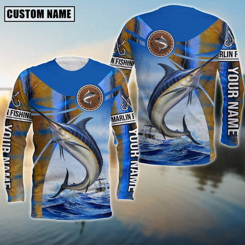 Maxcorners Marlin Fishing Skin Fish Sun Protection Custom Name & Team Name 3D Shirts