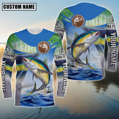 Maxcorners Tuna Fishing Skin Fish Sun Protection Custom Name & Team Name 3D Shirts