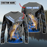 Maxcorners Trout Fishing Blue Water Pro Sport Jersey Sun Protection Personalized Name And Team Name Long Sleeve Shirt