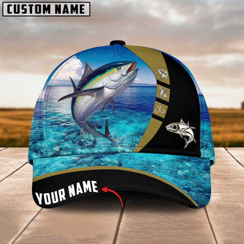 Maxcorners Personalized Tuna Fishing Water Pattern Classic 3D Cap