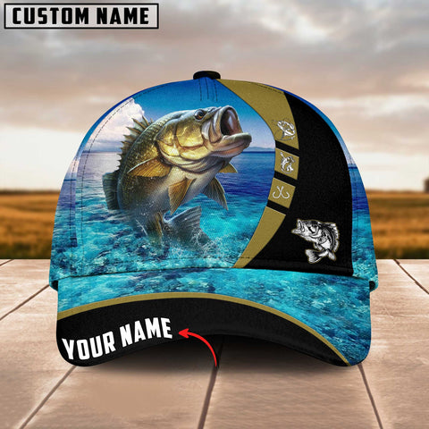 Maxcorners Personalized Bass Fishing Water Pattern Classic 3D Cap