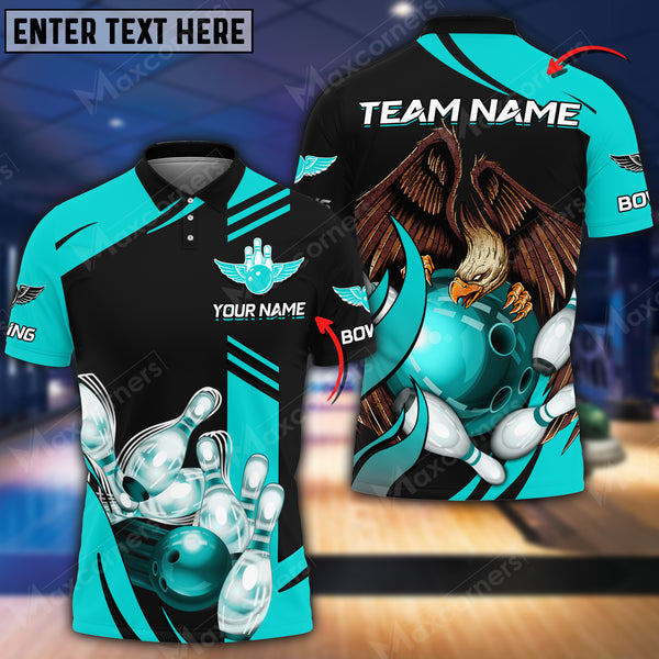 Max Corner Bowling and Pins Eagle Bowling Color Smoke Pattern Multicolored Bowling jerseys Custom Name And Team 3D Polo Shirt