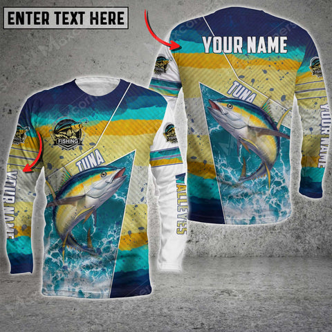 Maxcorners Tuna Fishing Salt Water Skin Fishing Pattern Sport Jersey Personalized Name And Team Name Long Sweat Shirt