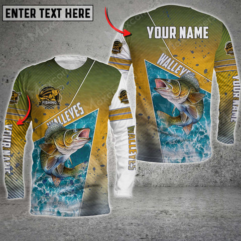 Maxcorners Walleyes Fishing Salt Water Skin Fishing Pattern Sport Jersey Personalized Name And Team Name Long Sweat Shirt