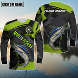 Maxcorners Marlin Fishing Green Pattern Pro Sport Jersey Personalized Name And Team Name Long Sweat Shirt