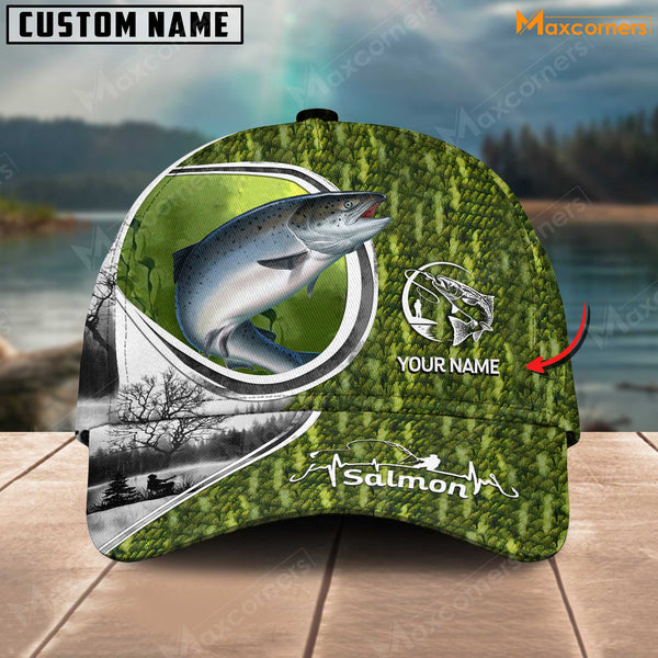 Maxcorners Personalized Classic Solid Pattern Fishing Classic 3D Cap ( Large Mouth Bass, Walleye, Stripped Bass, Trout Fish, Catfish, Crappie, Salmon, Pike )