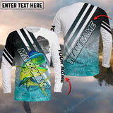 Maxcorners Mahi-mahi Fishing Art Water Pattern Blue Line Sport Jersey Personalized Name And Team Name Long Sweat Shirt