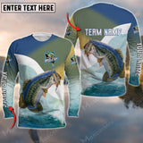 Maxcorners Bass Fishing Art Water Pattern Sport Jersey Personalized Name And Team Name Long Sweat Shirt