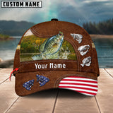 Maxcorners Personalized Fishing US Flag Pattern Premium Classic 3D Cap