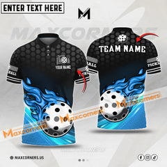 Maxcorners Pickleball Multicolor Fire Pattern  Personalized Name, Team Name 3D Shirt (Copy)
