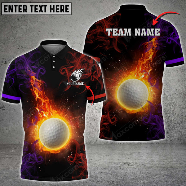 Max Corner Customized Name Flame Golf Pattern Multicolor Sport Jersey Pattern Custom 3D Polo Shirt