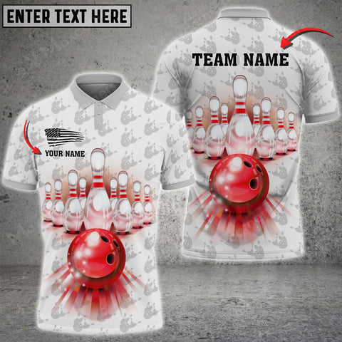 Max Corner Bowling and Pins Pattern Multicolored Bowling jerseys Custom Name And Team 3D Polo Shirt