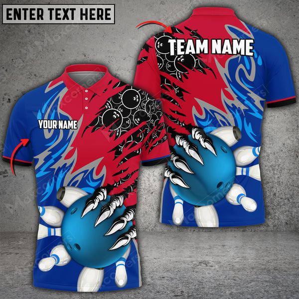 Max Corner Bowling and Pins Evil Art Pattern Multicolored Bowling jerseys Custom Name And Team 3D Polo Shirt
