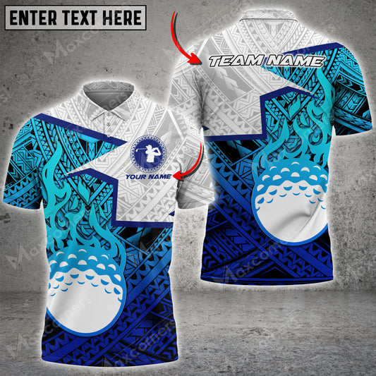 Max Corner Customized Name Fire Golf Ball Multicolor Polynesian Pattern Custom 3D Polo Shirt