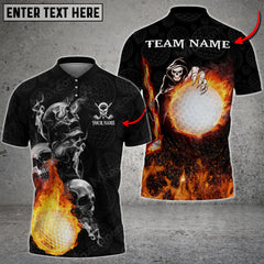 Max Corner Customized Name Skull Fire Golf Ball Multicolor Golf ball Jersey Pattern Custom 3D Polo Shirt
