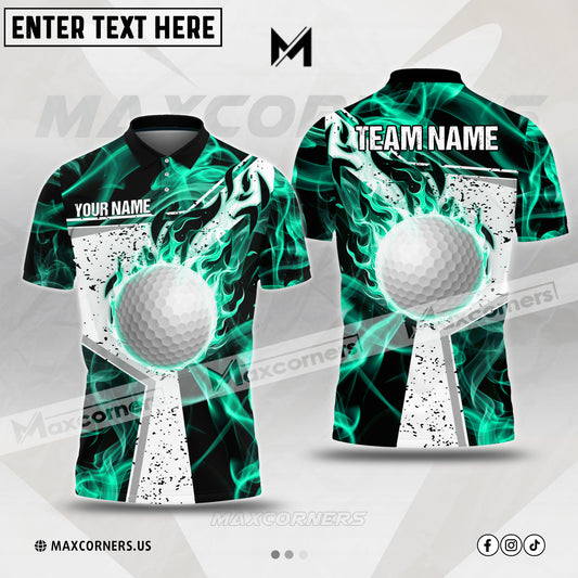 MaxCorners Customized Name Fire Destroys Darkness Golf Multicolor Custom 3D Polo Shirt (4 Colors)