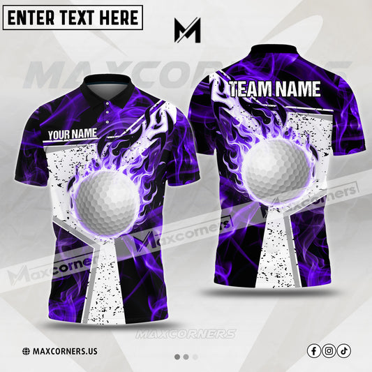 MaxCorners Customized Name Fire Destroys Darkness Golf Multicolor Custom 3D Polo Shirt (4 Colors)