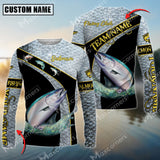 Maxcorners Salmon Fishing Fish Skin Pattern Personalized Name And Team Name Long Sweat Shirt