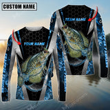 Maxcorners Crappie Fishing Sun Protection Blue Smoke Pattern Sport Jersey Personalized Name And Team Name Long Sleeve Shirt