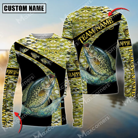 Maxcorners Crappie Fishing Fish Skin Pattern Personalized Name And Team Name Long Sweat Shirt