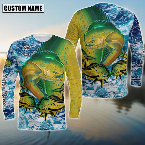 Maxcorners Mahi-mahi Fishing Water Flow Art Pattern Sport Jersey Personalized Name And Team Name Long Sweat Shirt