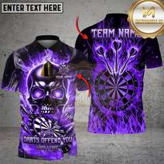 Maxcorners Flame Skull "If My Darts Offend You, I Don't Care" Multicolors Customized Name, Team Name 3D Shirts (4 Colors)
