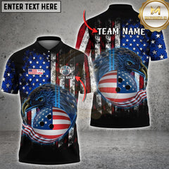 Maxcorners Bowling Eagle USA Flag Multioptions Customized Name, Team Name 3D Shirts