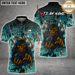 Maxcorners Skull Old School Death Metal Bands Bowling Multioptions Customized Name, Team Name 3D Shirt (4 Colors)