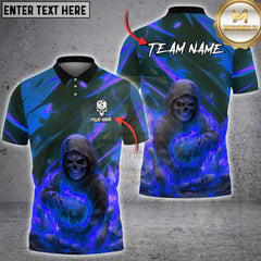 Maxcorners Bowling Fire Reaper Skull Flame Multioptions Customized Name, Team Name 3D Shirt (5 Colors)
