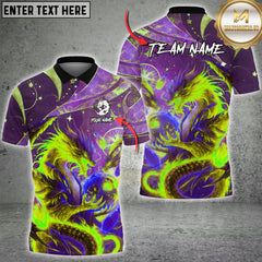 Maxcorners Bowling Cosmic Dragon Mythic Flame Multioptions Customized Name, Team Name 3D Shirt (5 Colors)